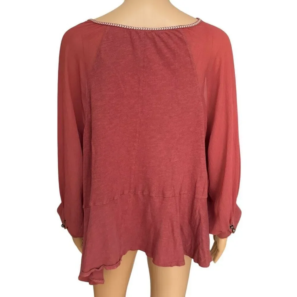 Anthropologie Akemi + Kin Fenn Dolman Top blouse burnt orange size S oversized